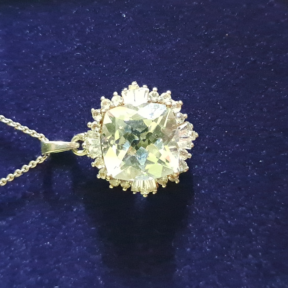 White Topaz Ballerina Halo Pendant Necklace 20" 925 Sterling Silver - Picture 2 of 7